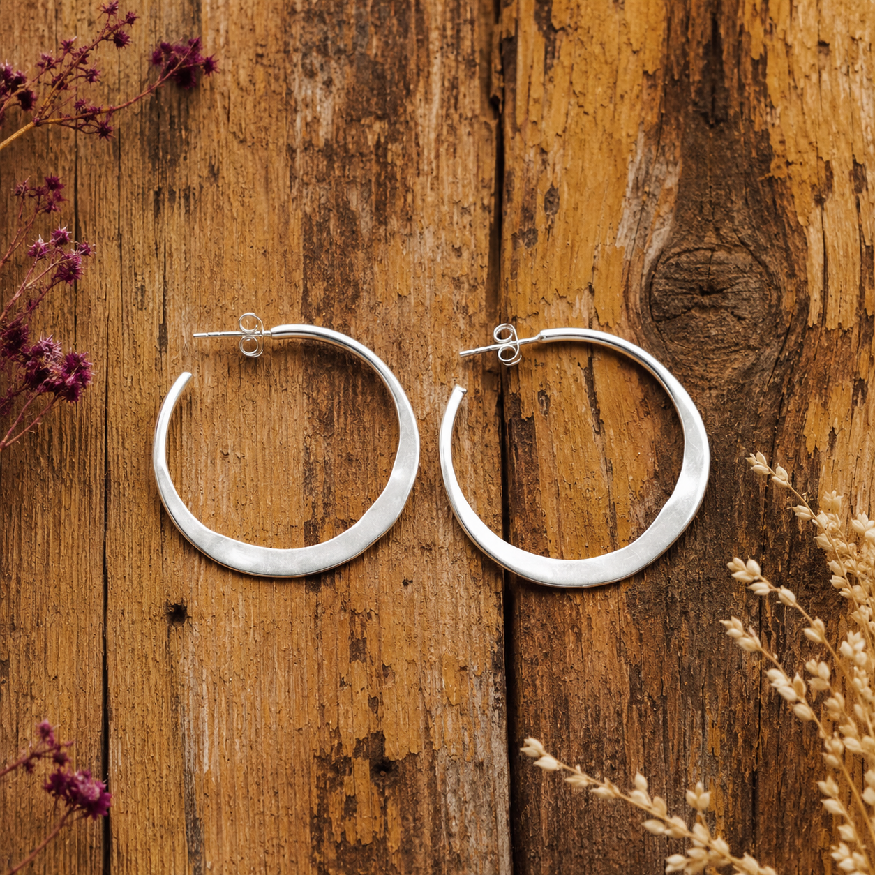 Handmade Sterling Silver Hoop Earrings for Women