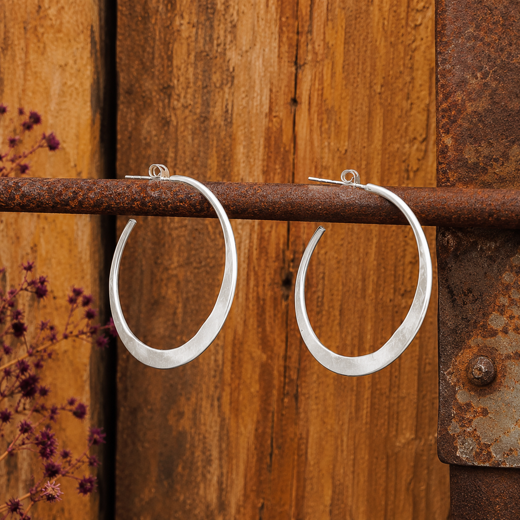 Handmade Sterling Silver Hoop Earrings for Women