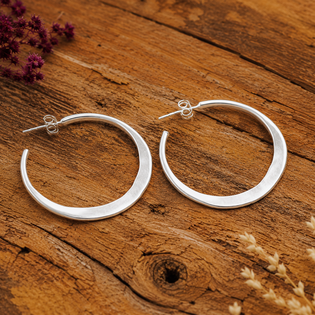 Handmade Sterling Silver Hoop Earrings for Women