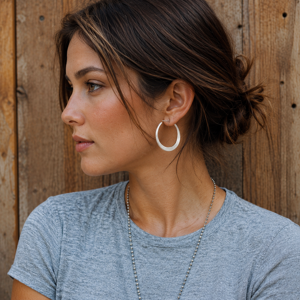 Handmade Sterling Silver Hoop Earrings for Women