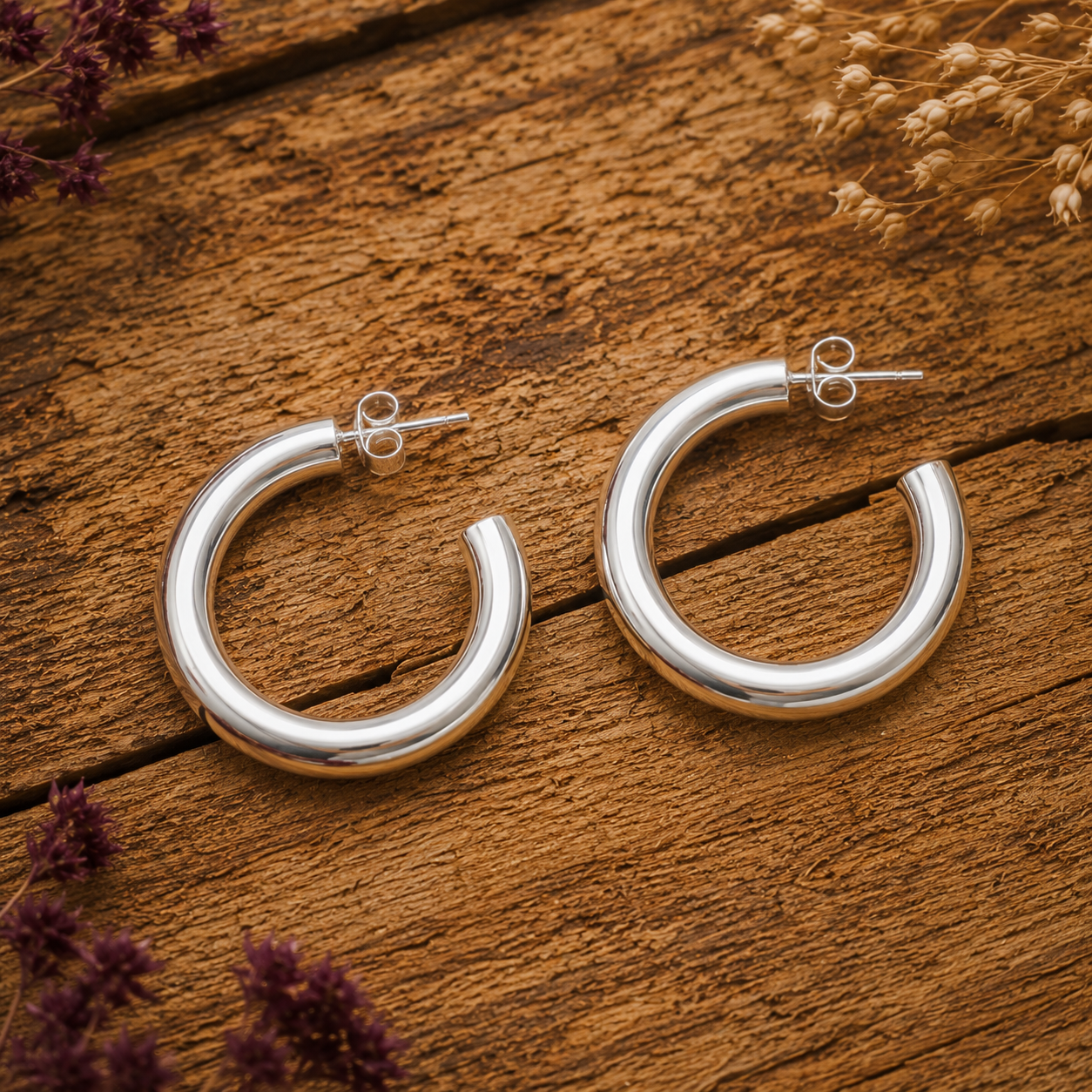 Minimalist Sterling Silver Hoop Earrings