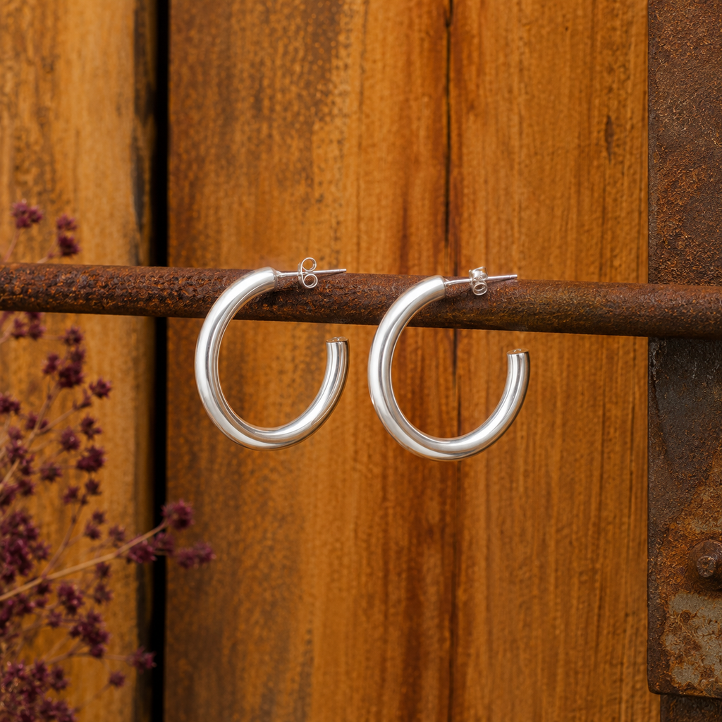 Minimalist Sterling Silver Hoop Earrings