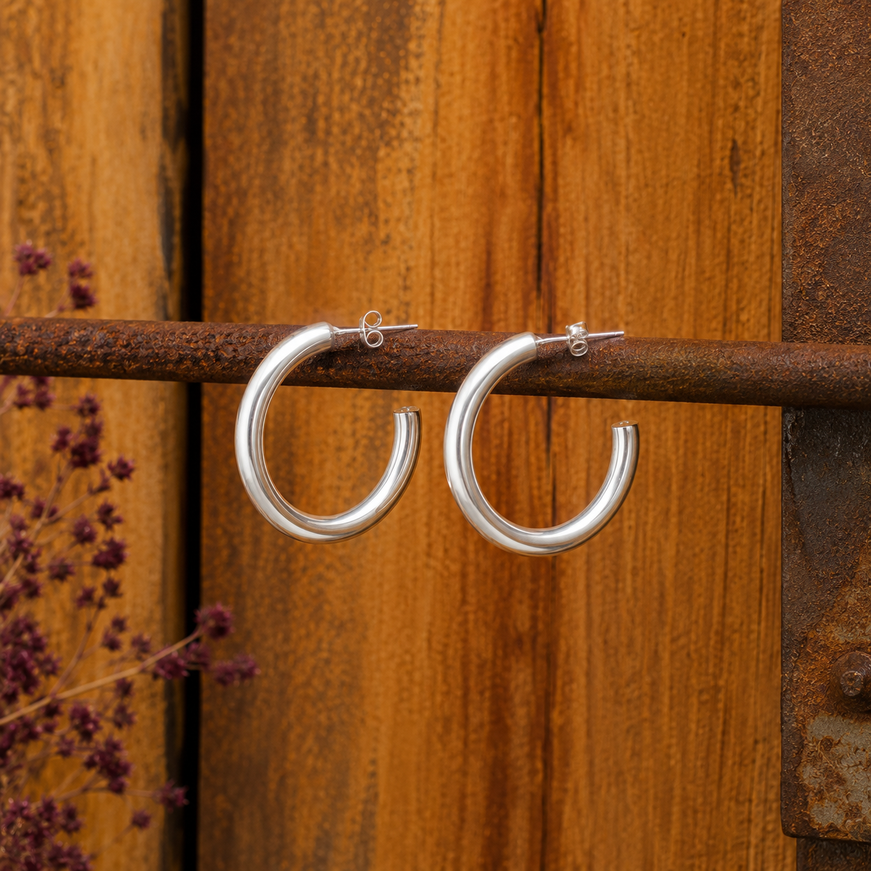 Minimalist Sterling Silver Hoop Earrings