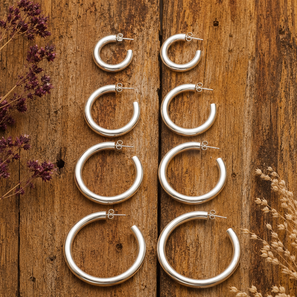 Minimalist Sterling Silver Hoop Earrings