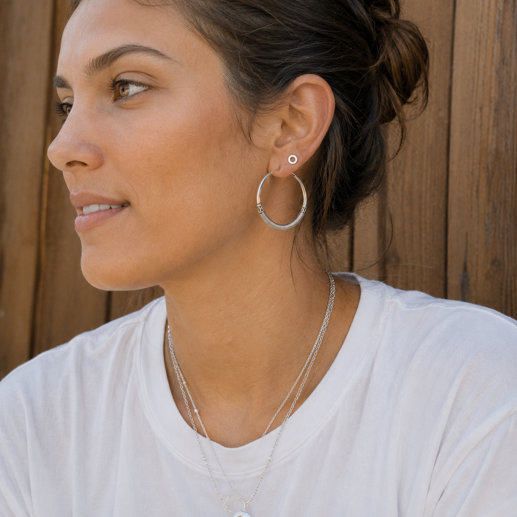 Handmade Sterling Silver Hoop Earrings | Artisan Boho Silver Hoop Earrings for Women