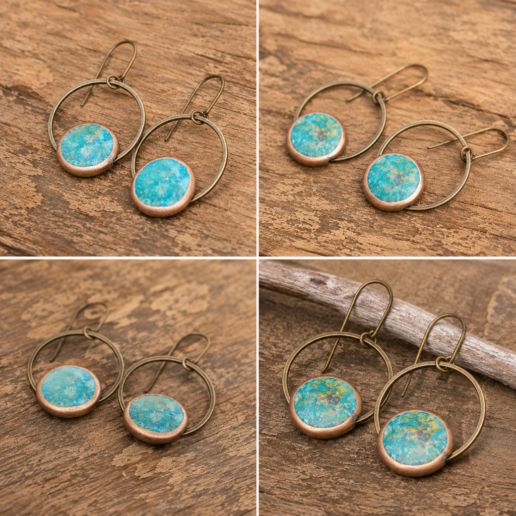 Bohemian Turquoise Copper Statement Earrings