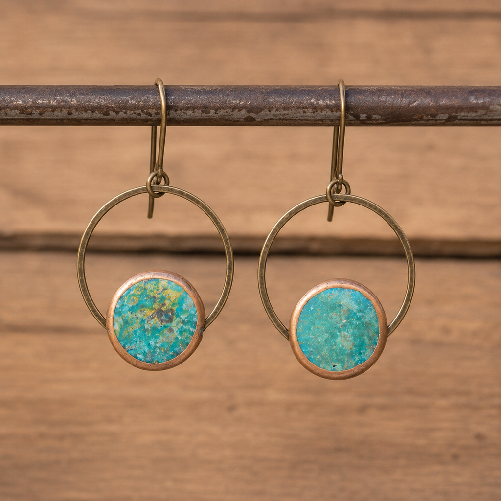 Bohemian Turquoise Copper Statement Earrings