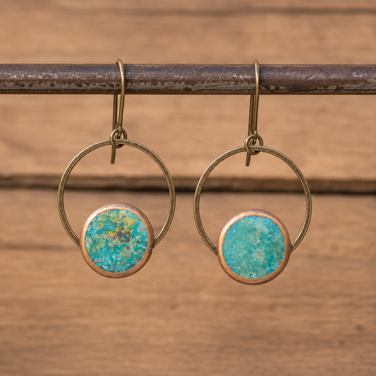 Bohemian Turquoise Copper Statement Earrings