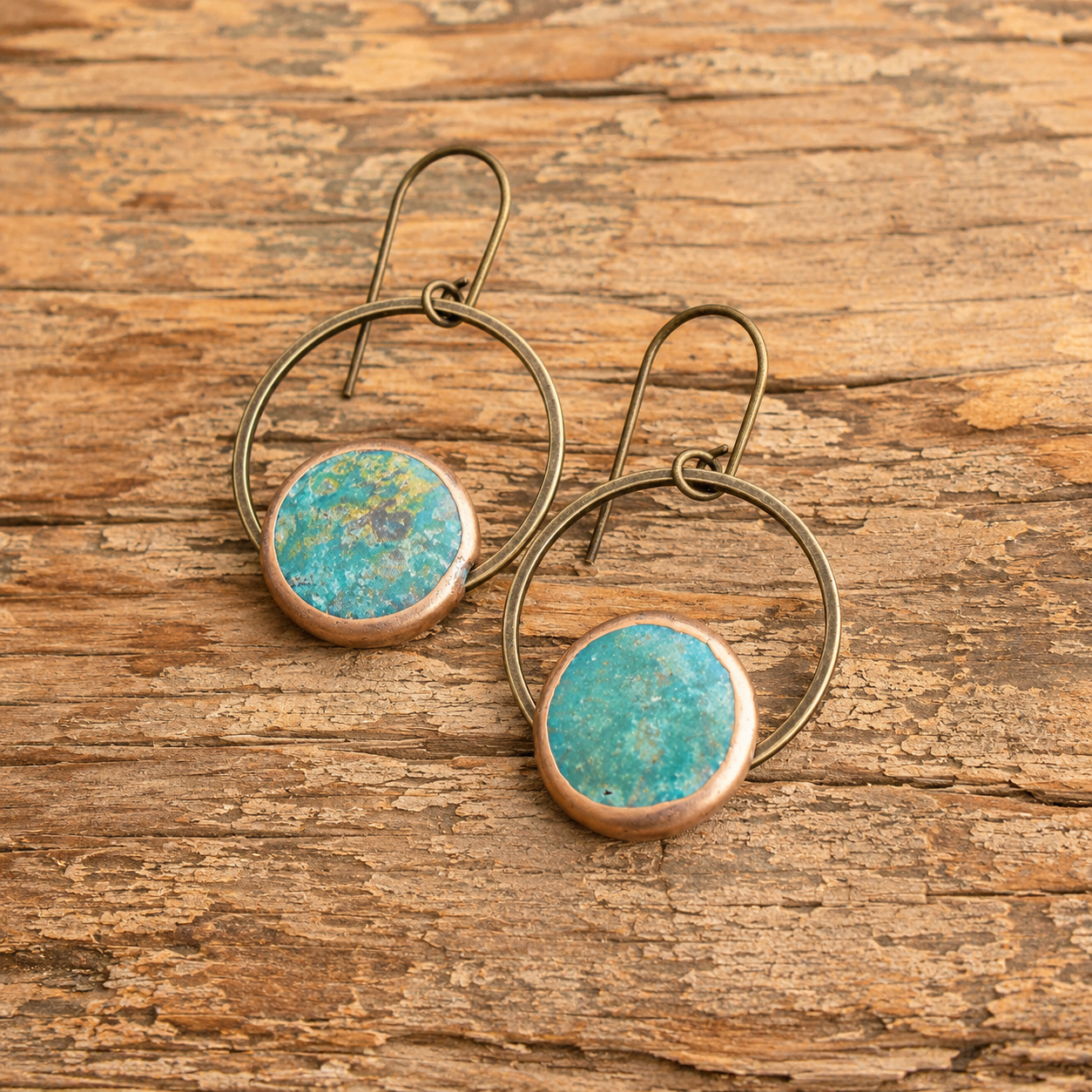 Bohemian Turquoise Copper Statement Earrings