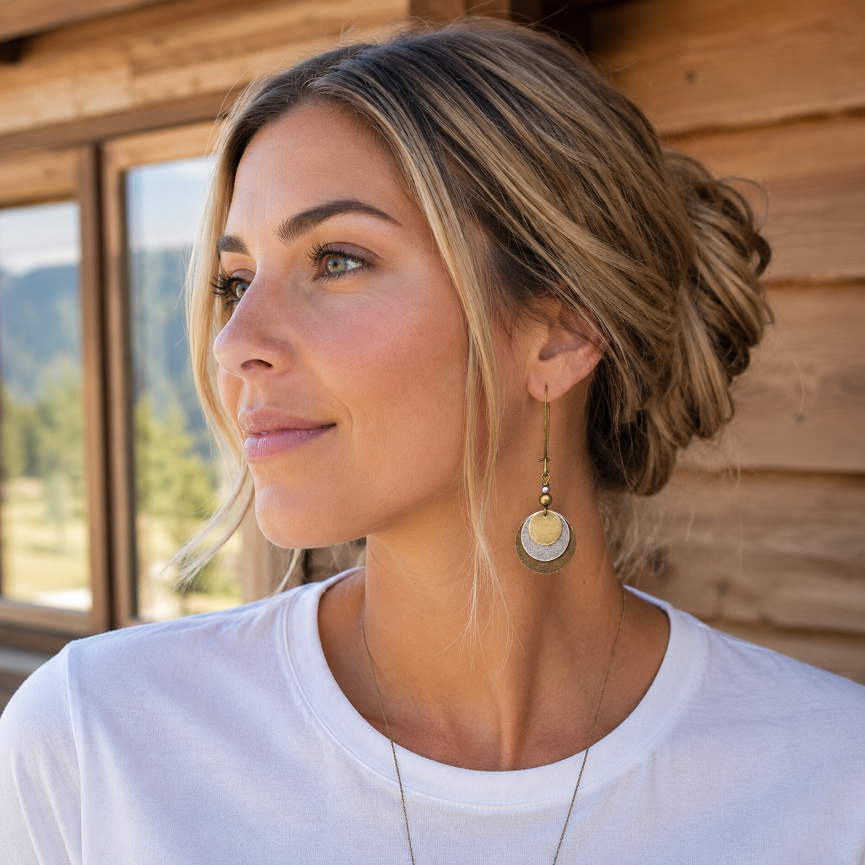 Handmade Mixed Metal Disc Earrings | Vintage Copper & Silver Boho Dangle Earrings for Women