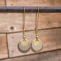 Handmade Mixed Metal Disc Earrings | Vintage Copper & Silver Boho Dangle Earrings for Women