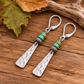 Handmade Hammered Sterling Silver Turquoise Earrings