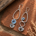 Handmade Asymmetrical Aquamarine & Clear Quartz Earrings