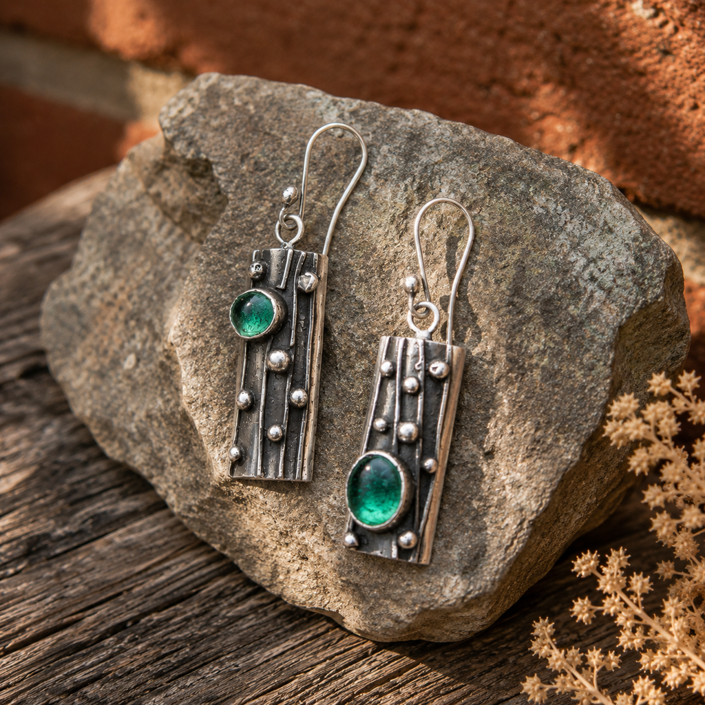 Handmade Sterling Silver Jasper Earrings