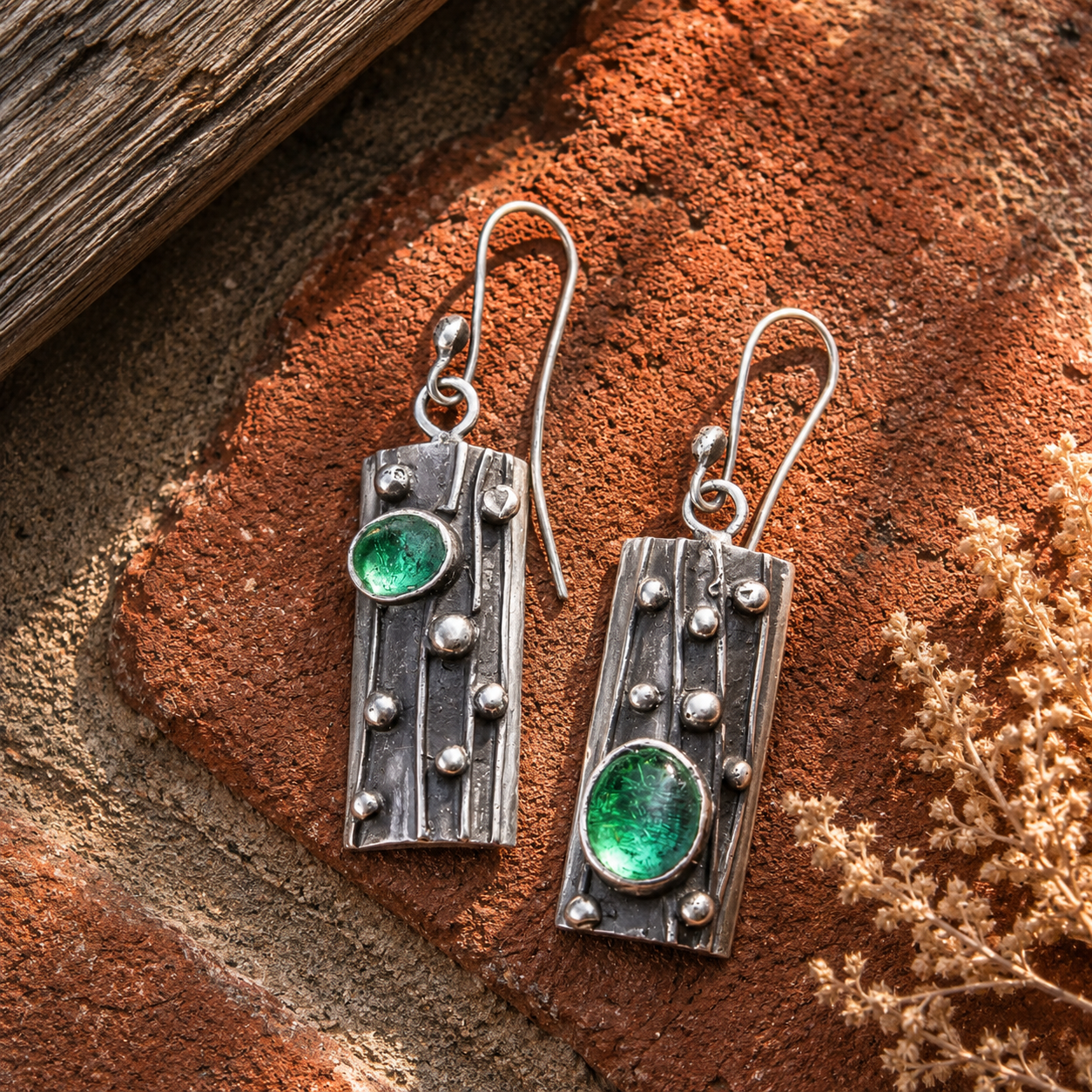 Handmade Sterling Silver Jasper Earrings