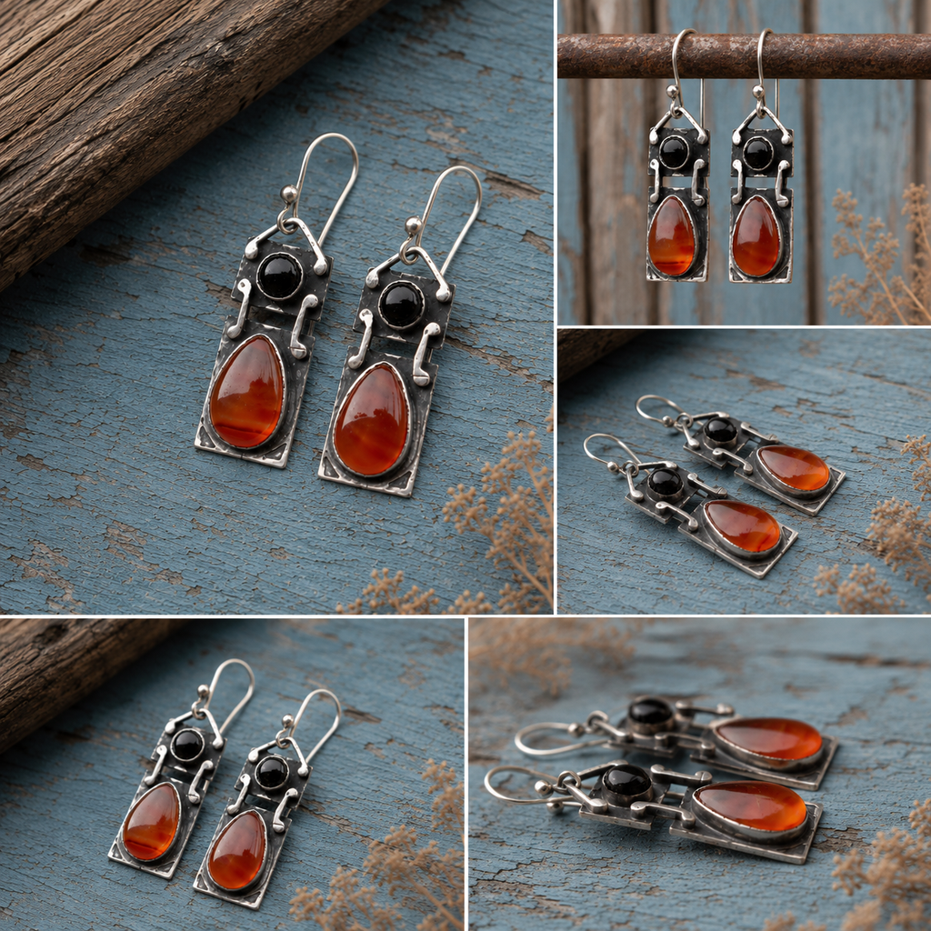 Handmade Sterling Silver Agate Earrings