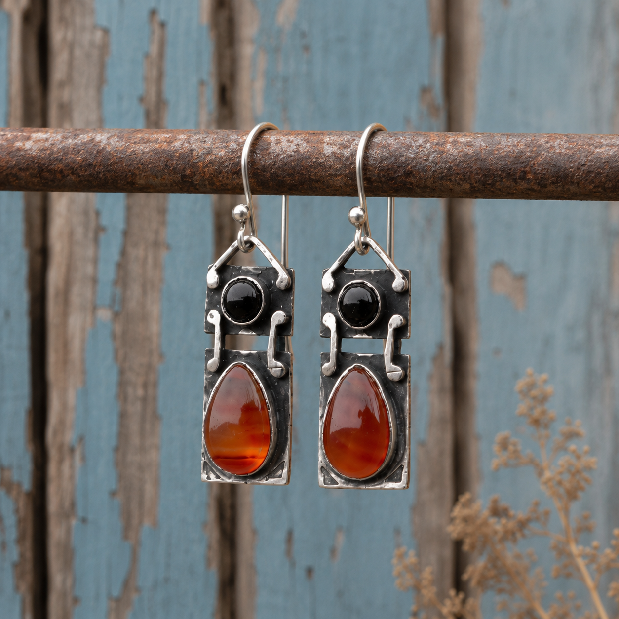 Handmade Sterling Silver Agate Earrings