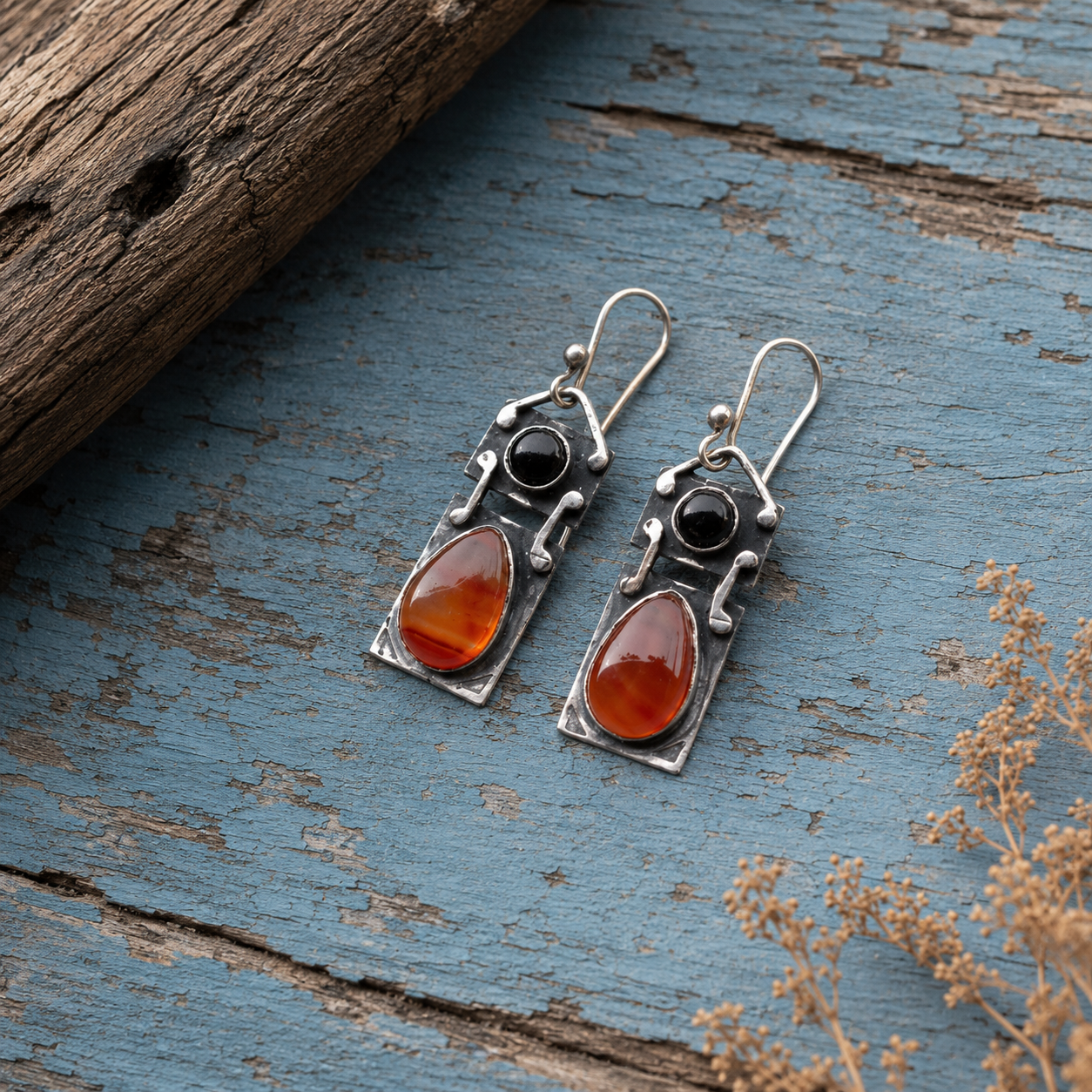 Handmade Sterling Silver Agate Earrings