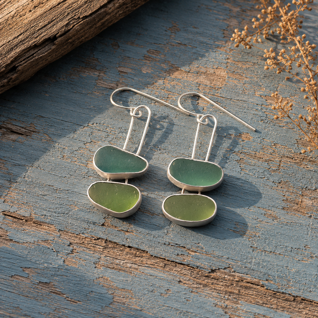 Handmade Sterling Silver Sea Glass Earrings