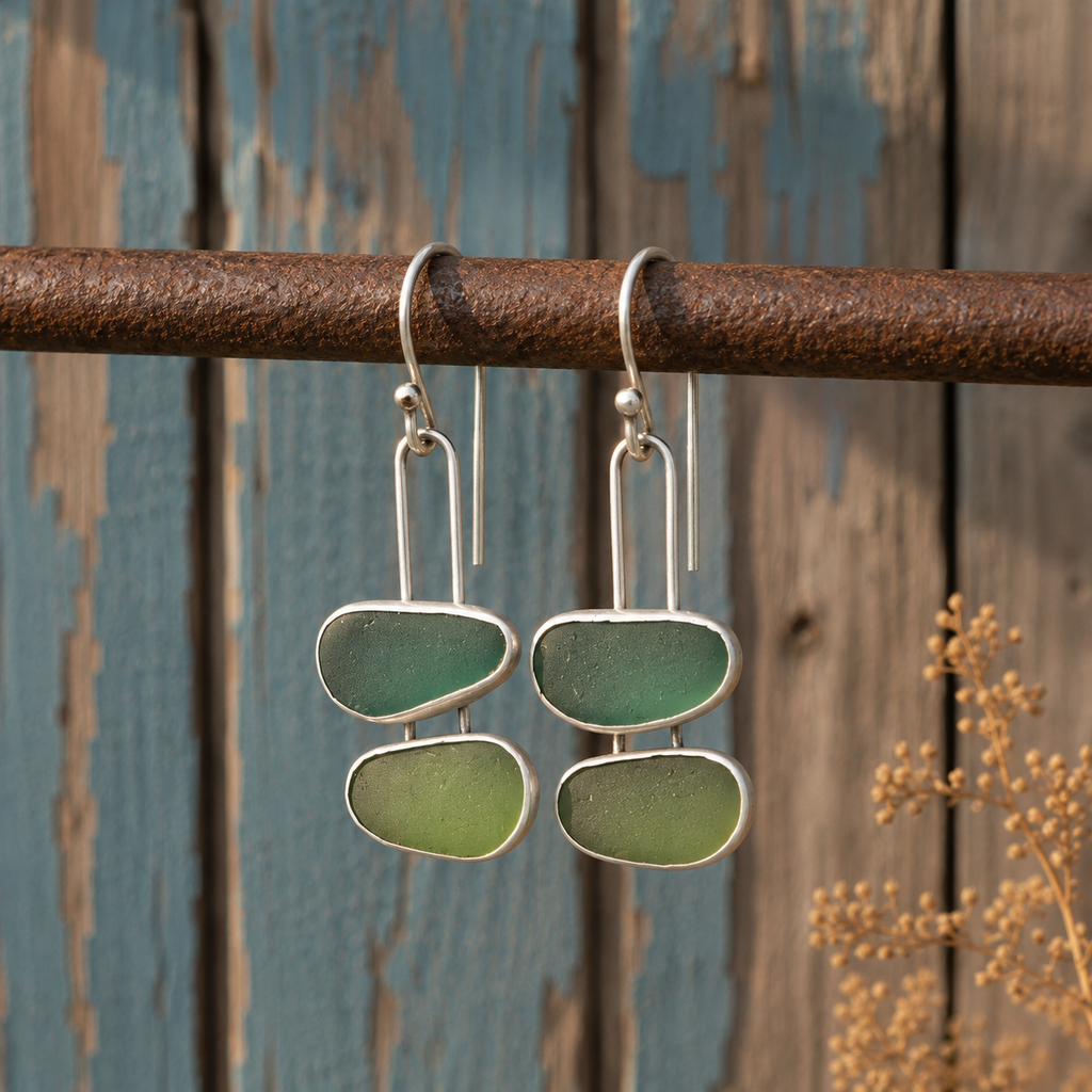 Handmade Sterling Silver Sea Glass Earrings