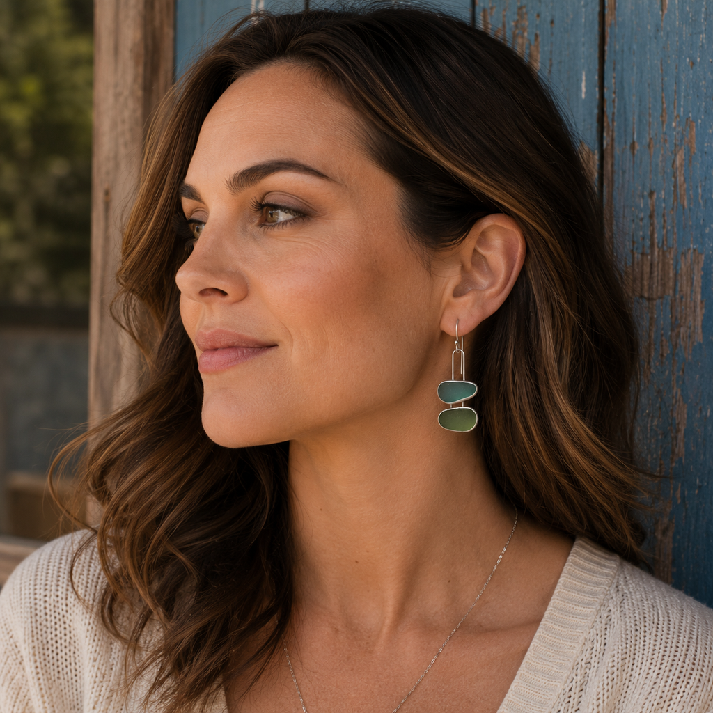 Handmade Sterling Silver Sea Glass Earrings