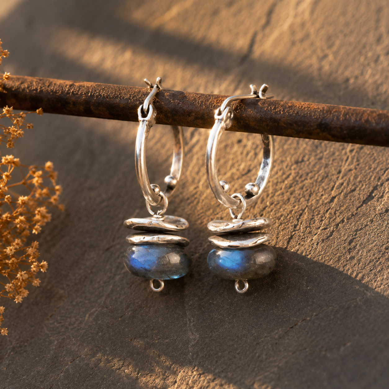 Handmade Sterling Silver Labradorite Earrings