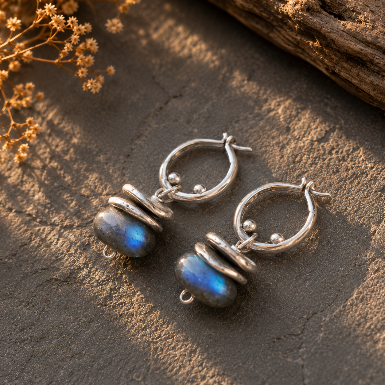 Handmade Sterling Silver Labradorite Earrings