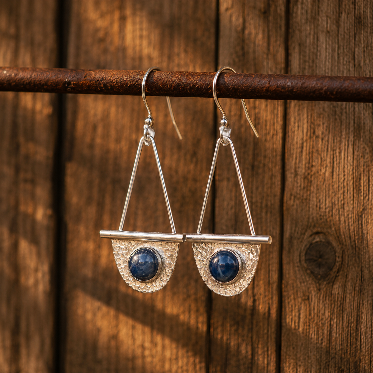 Handmade Sterling Silver Apatite Boho Earrings