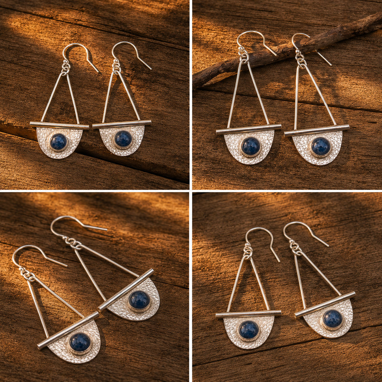 Handmade Sterling Silver Apatite Boho Earrings