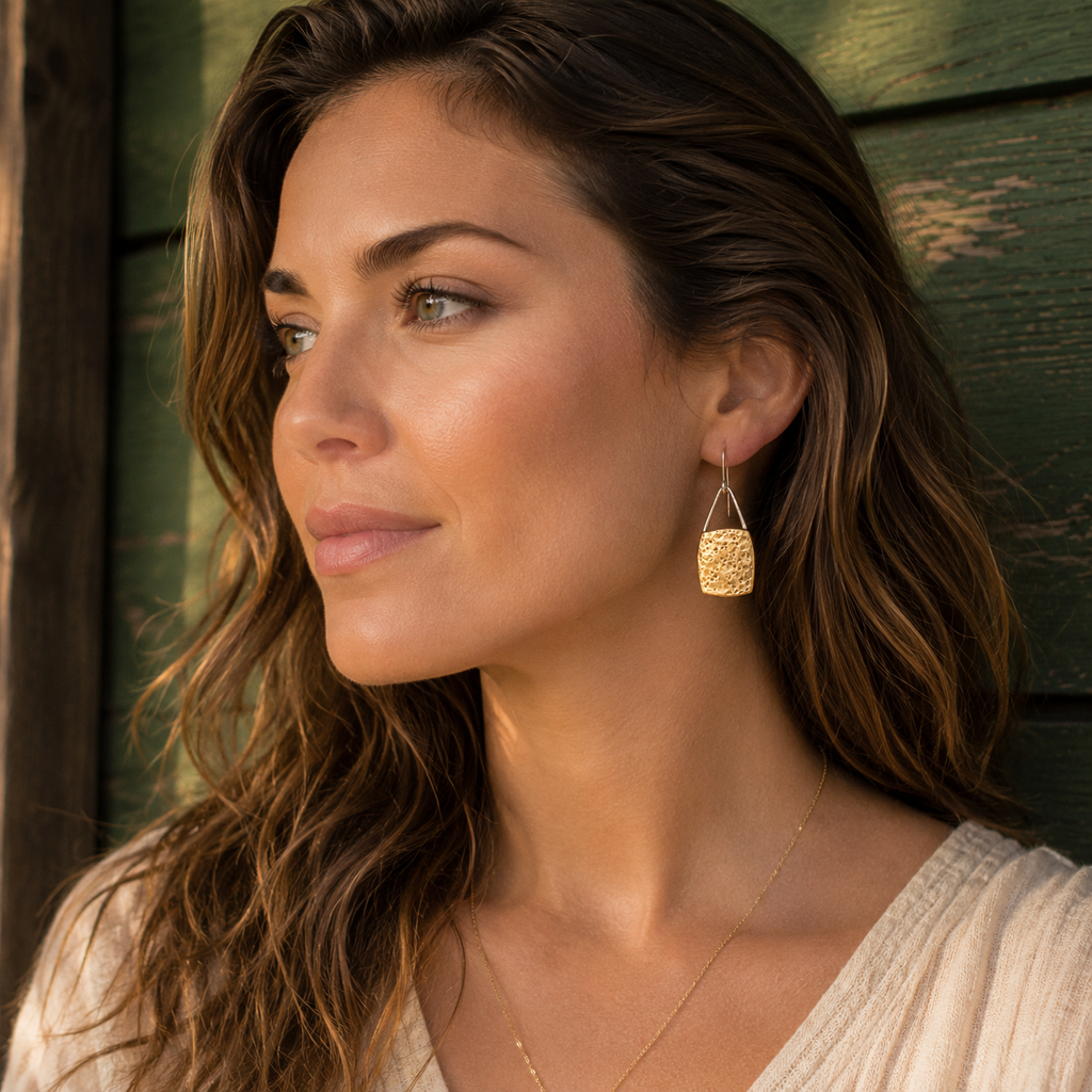 Handmade Hammered Brass & Sterling Silver Earrings