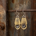 Handmade Hammered Brass & Sterling Silver Earrings