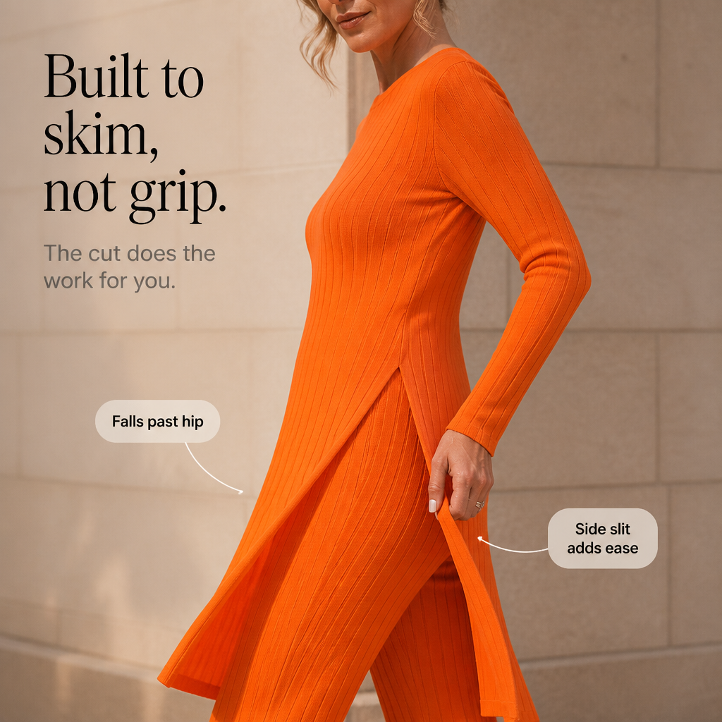 Wearbella – Ribbed Longline Top And Slim Pants Set