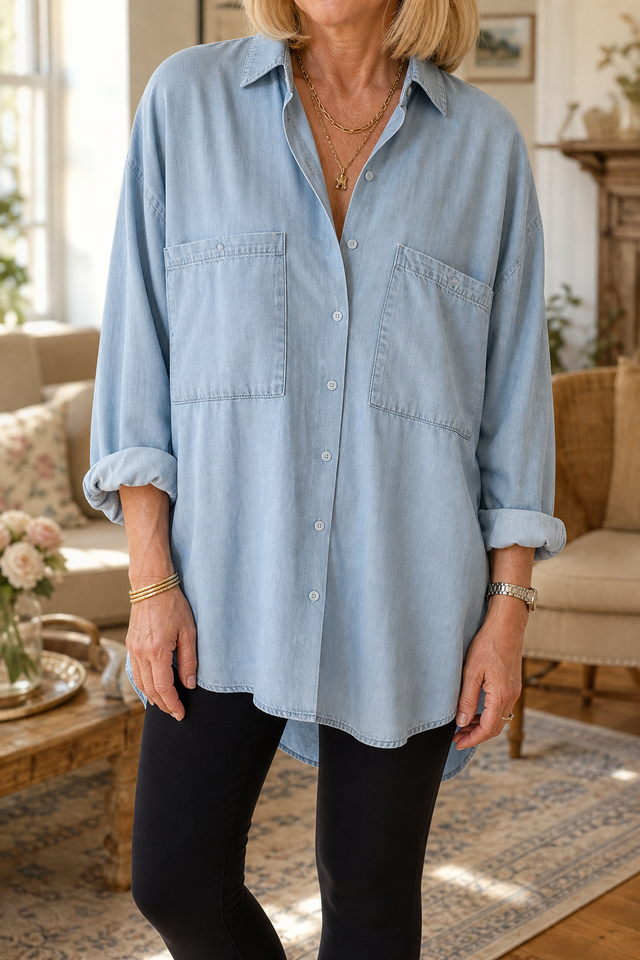 Wearbella – Oversized Soft Chambray Denim Shirt