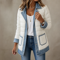 Denvora – Denim Look-Trim Quilted Puffer Jacket