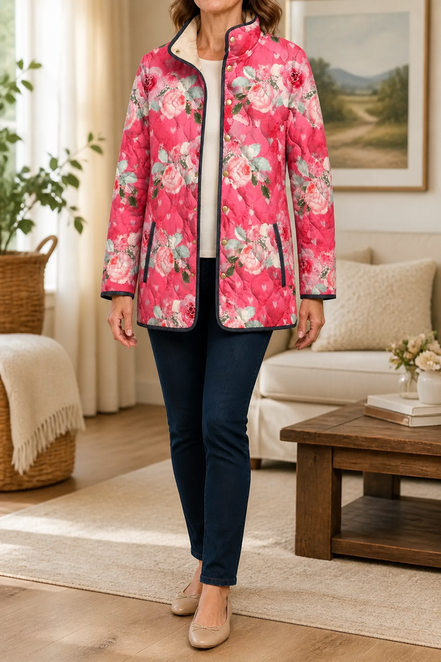 Wearbella – Floral Print Quilted Puffer Jacket